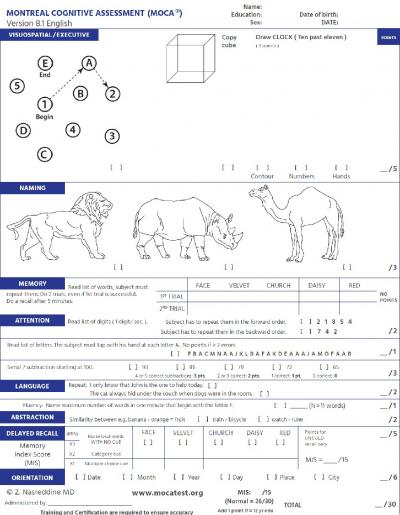 Figure 1: The Montreal Cognitive Assessment test